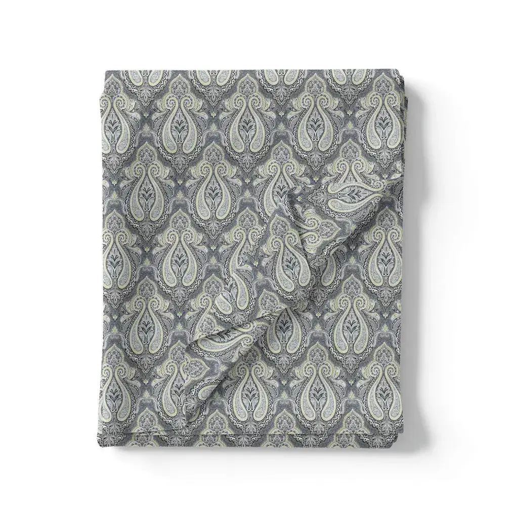 Gray Paisley Pashmina Printed Fabric - Image 3