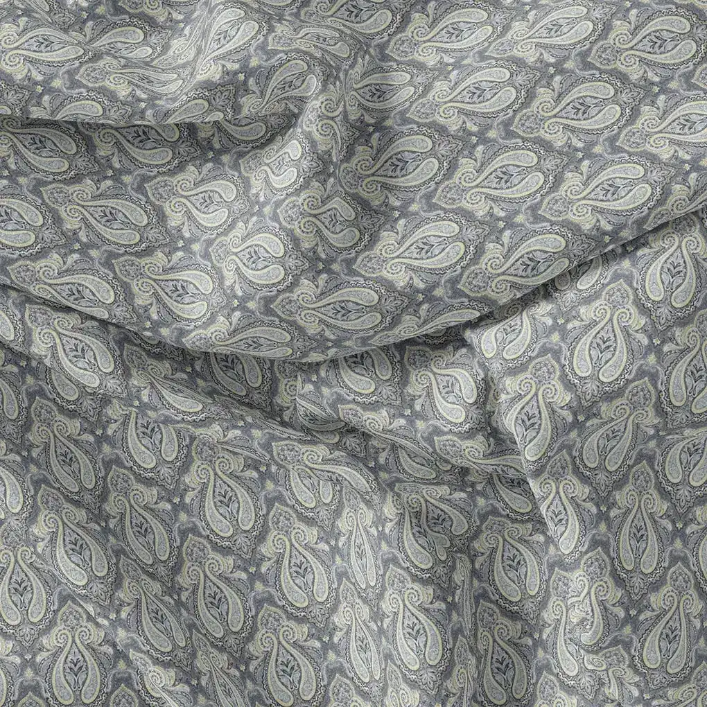 Gray Paisley Pashmina Printed Fabric - Image 4