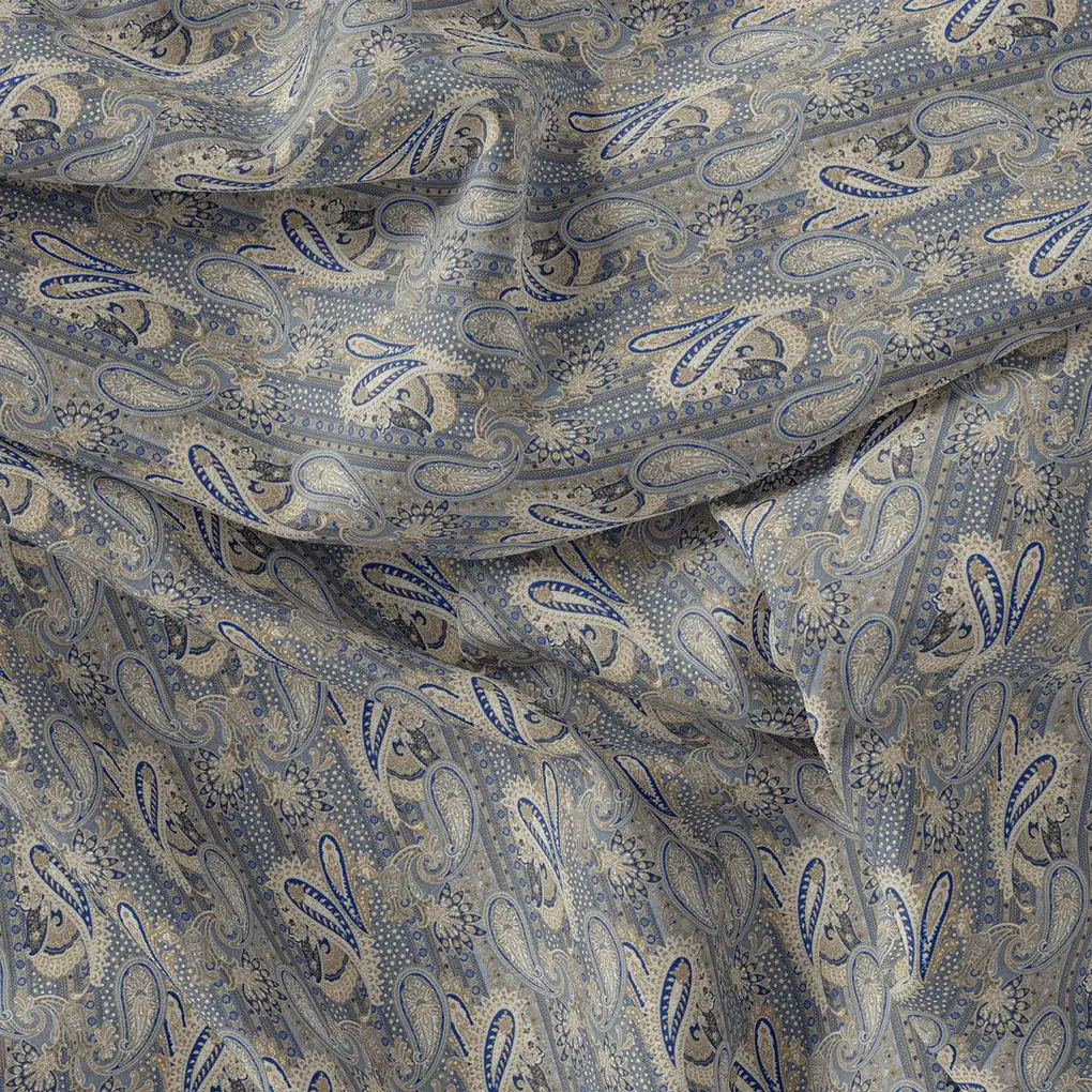 Gray Paisley Pashmina Printed Fabric - Image 4