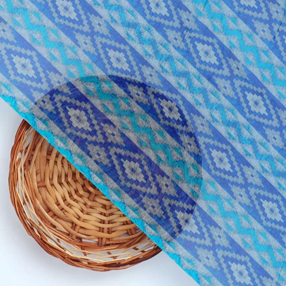 Metallic Seaweed Strips Pure Georgette Printed Fabric Material - Image 2