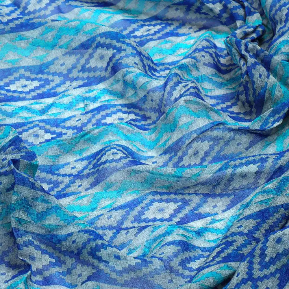Metallic Seaweed Strips Pure Georgette Printed Fabric Material - Image 3