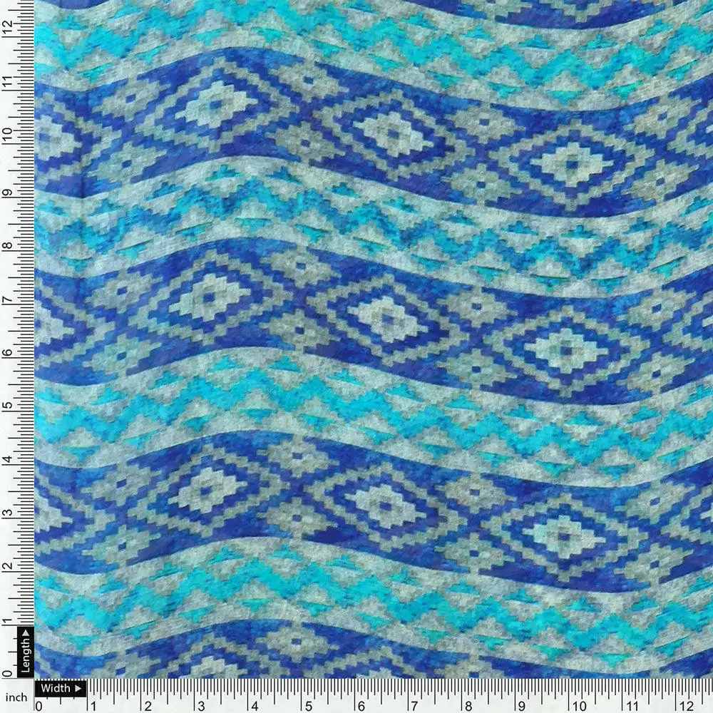 Metallic Seaweed Strips Pure Georgette Printed Fabric Material - Image 4