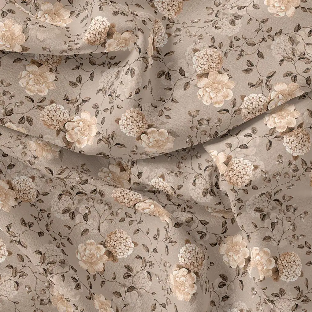 Grayish Orange Roses With Brown Valley Digital Printed Fabric - Image 2