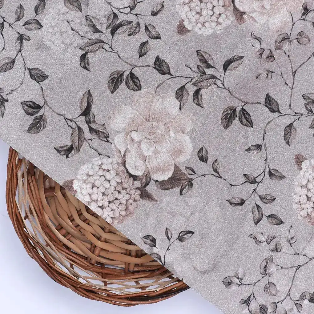 Grayish Orange Roses With Brown Valley Digital Printed Fabric - Crepe - Image 2