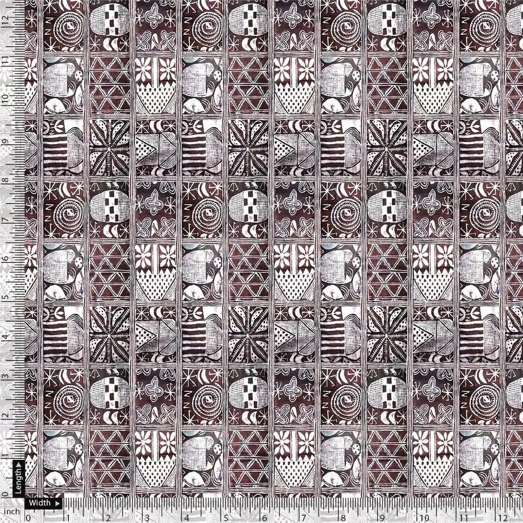 Greek Art Of Multitype Pattern Digital Printed Fabric - Upada Silk - Image 4