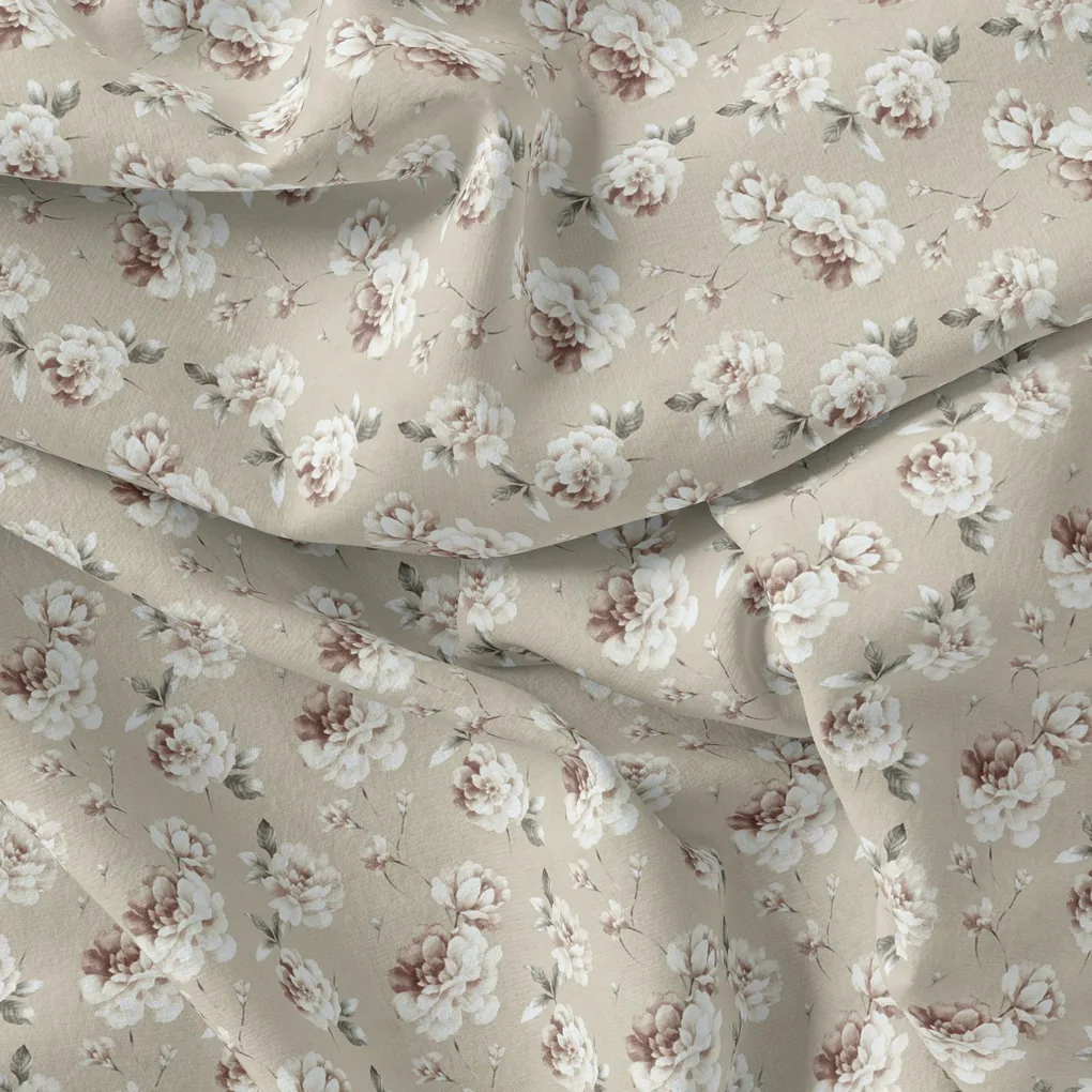 Greek Camelia Roses Digital Printed Fabric - Rayon - Image 3