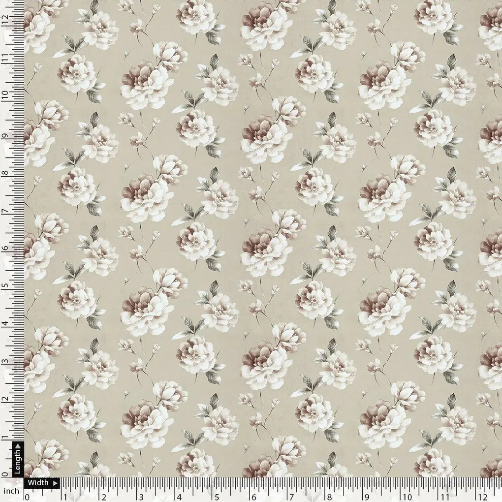 Greek Camelia Roses Digital Printed Fabric - Silk Crepe - Image 4