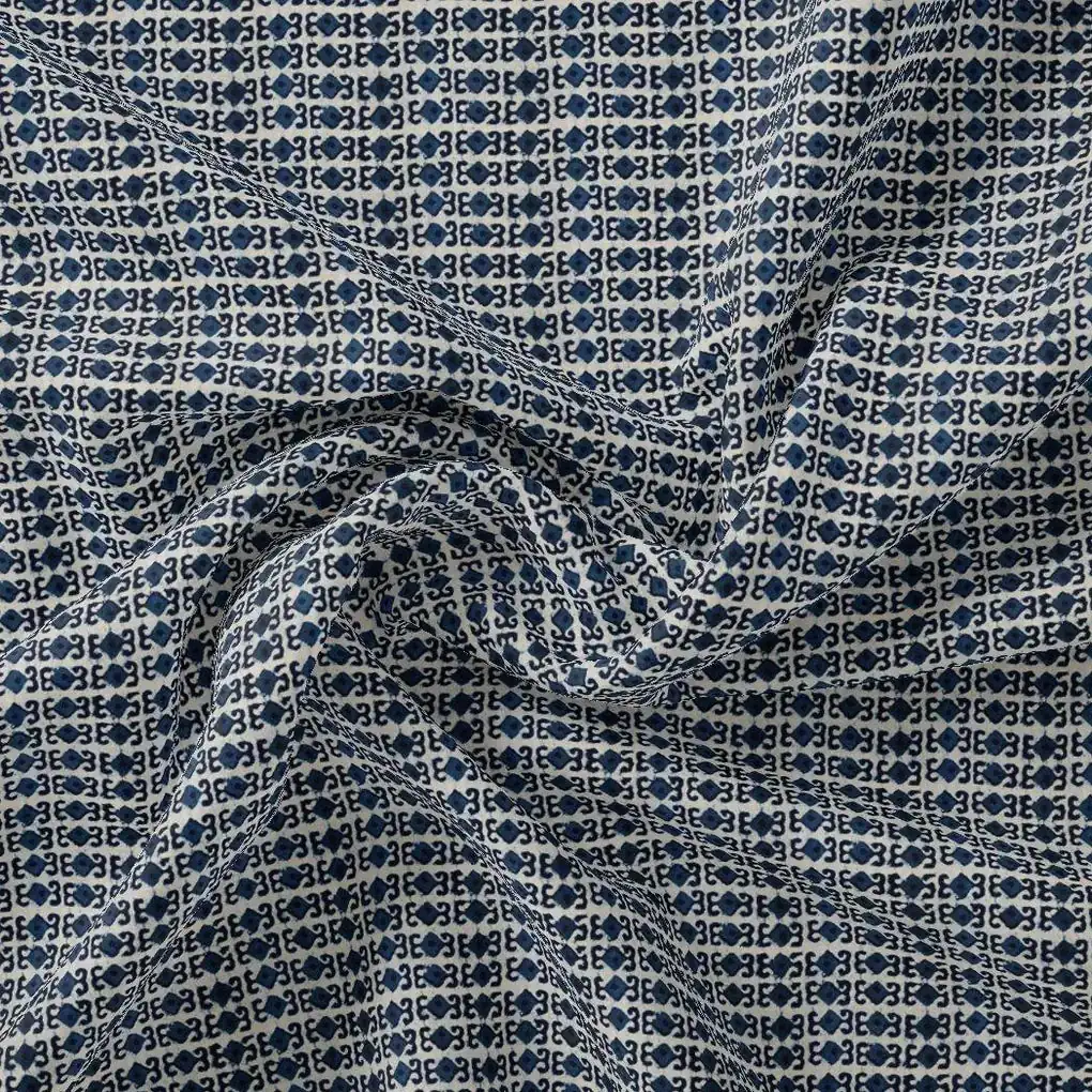 Greek Key Seamless Repeat Digital Printed Fabric - Pure Georgette - Image 5
