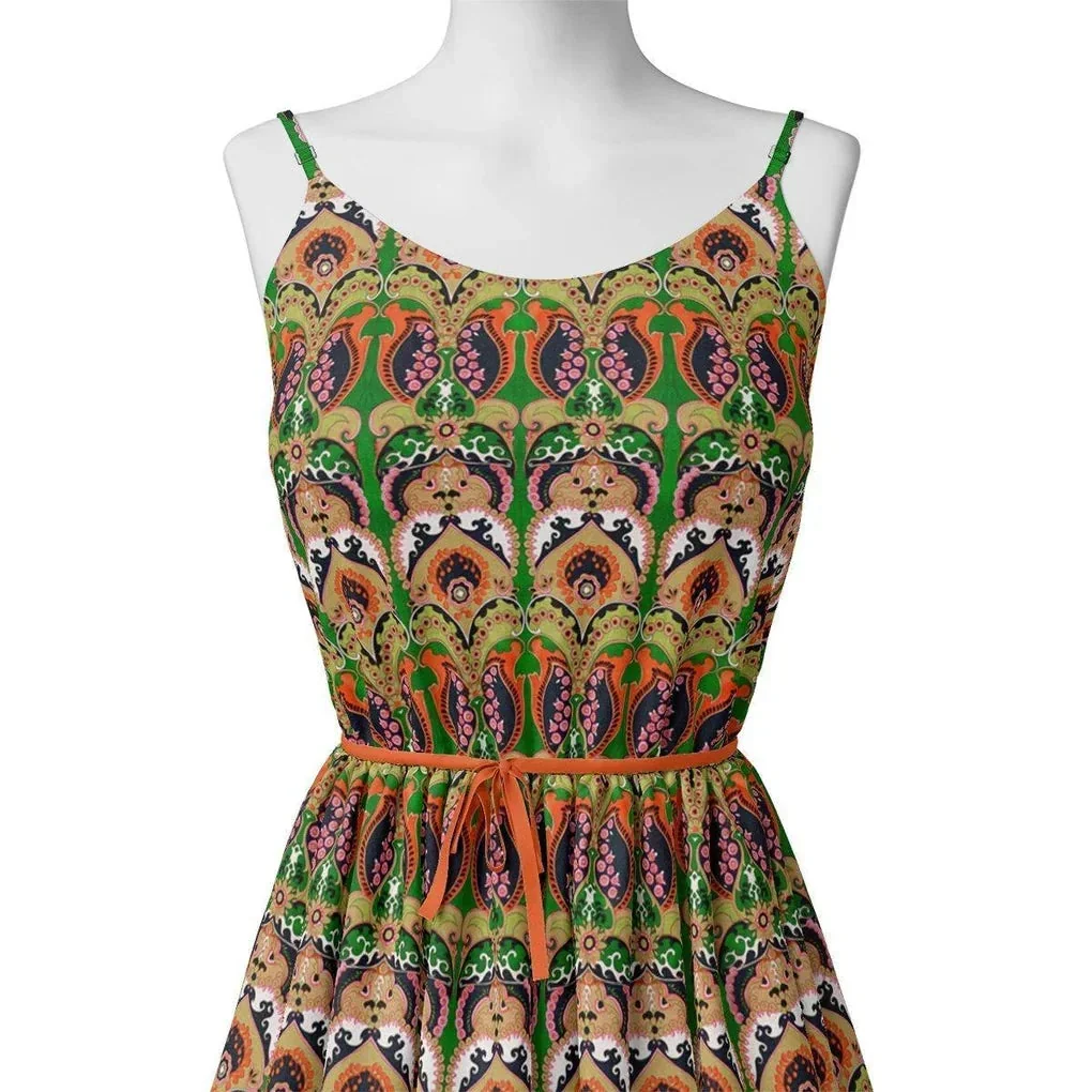 Green Aboriginal Damask Digital Printed Fabric - Image 2