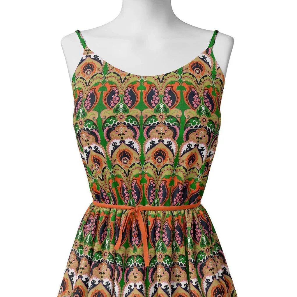 Green Aboriginal Damask Digital Printed Fabric - Image 2