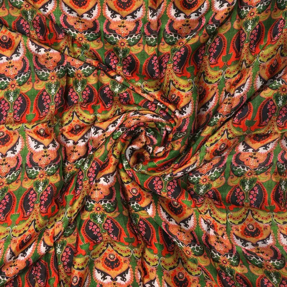 Green Aboriginal Damask Digital Printed Fabric - Image 3
