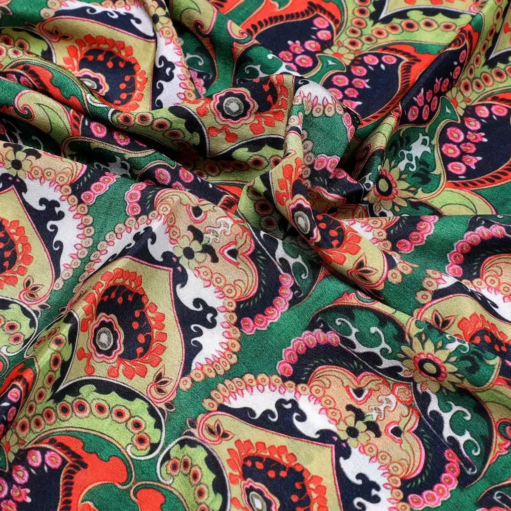 Green Aboriginal Damask Digital Printed Fabric - Image 3