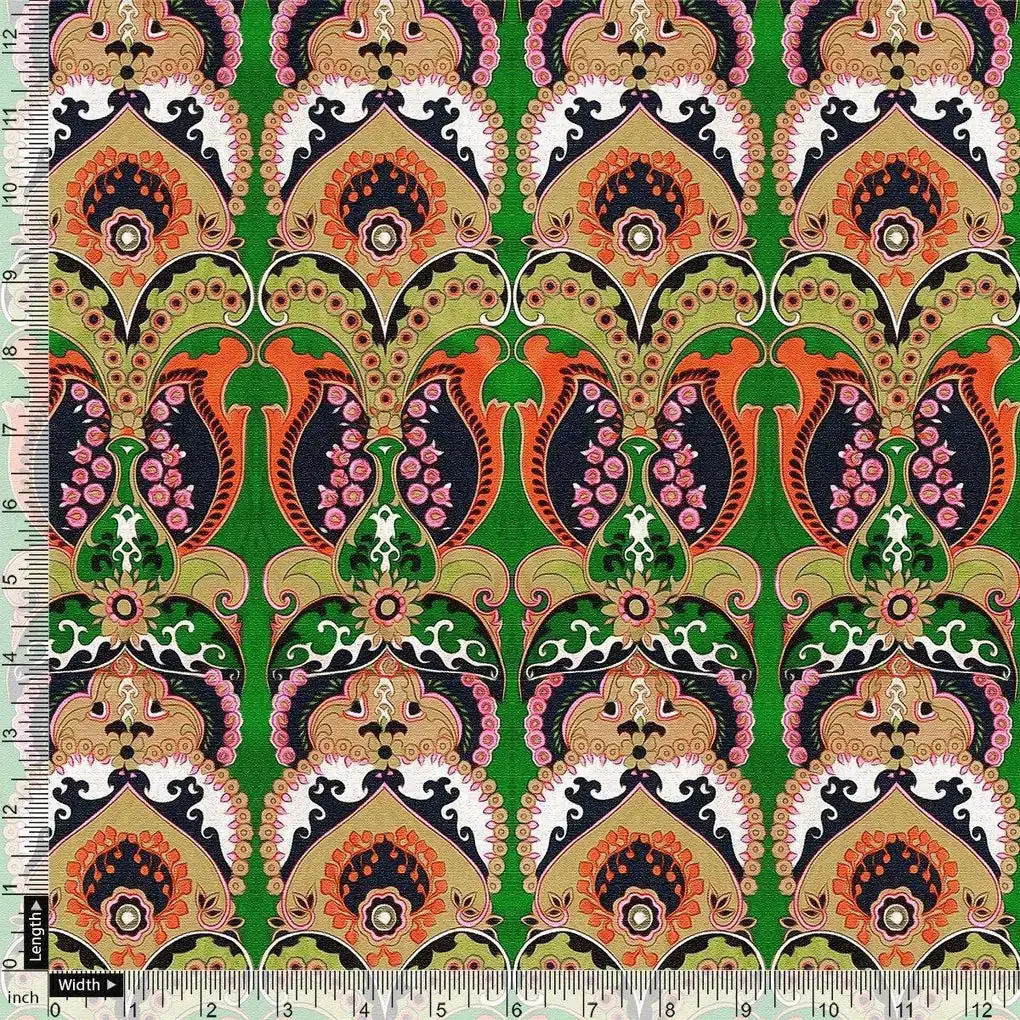 Green Aboriginal Damask Digital Printed Fabric - Image 4