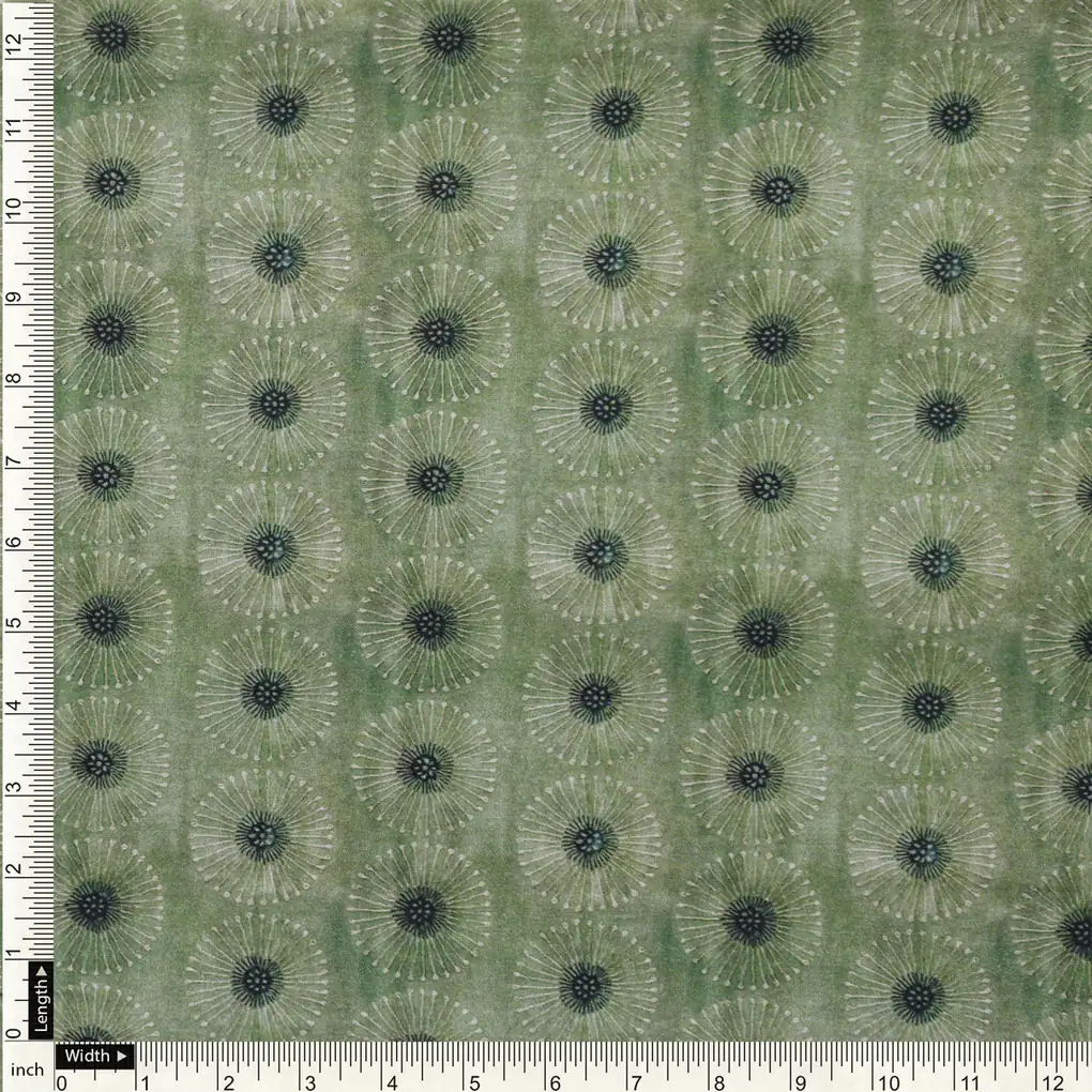 Green Abstract Pure Cotton Printed Fabric Material - Image 4