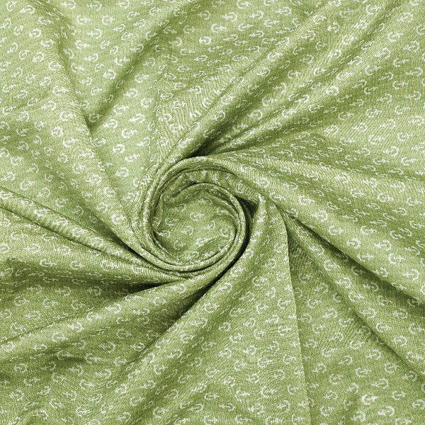 Green Anchor Print Tusser Silk Fabric - Image 2