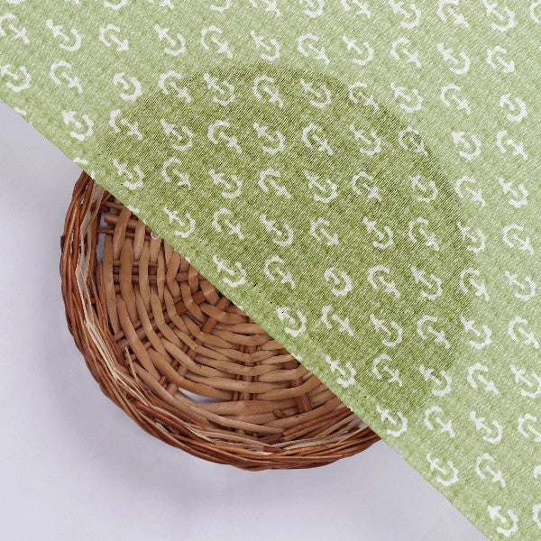 Green Anchor Print Tusser Silk Fabric - Image 3