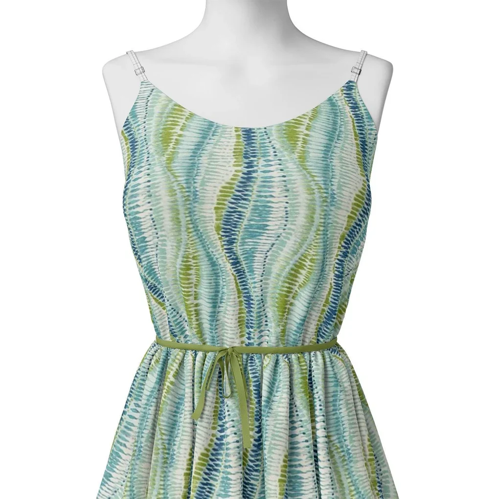 Green and Blue Leheriya Digital Printed Fabric - Image 2
