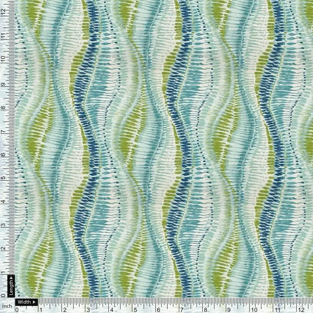 Green and Blue Leheriya Digital Printed Fabric - Image 4