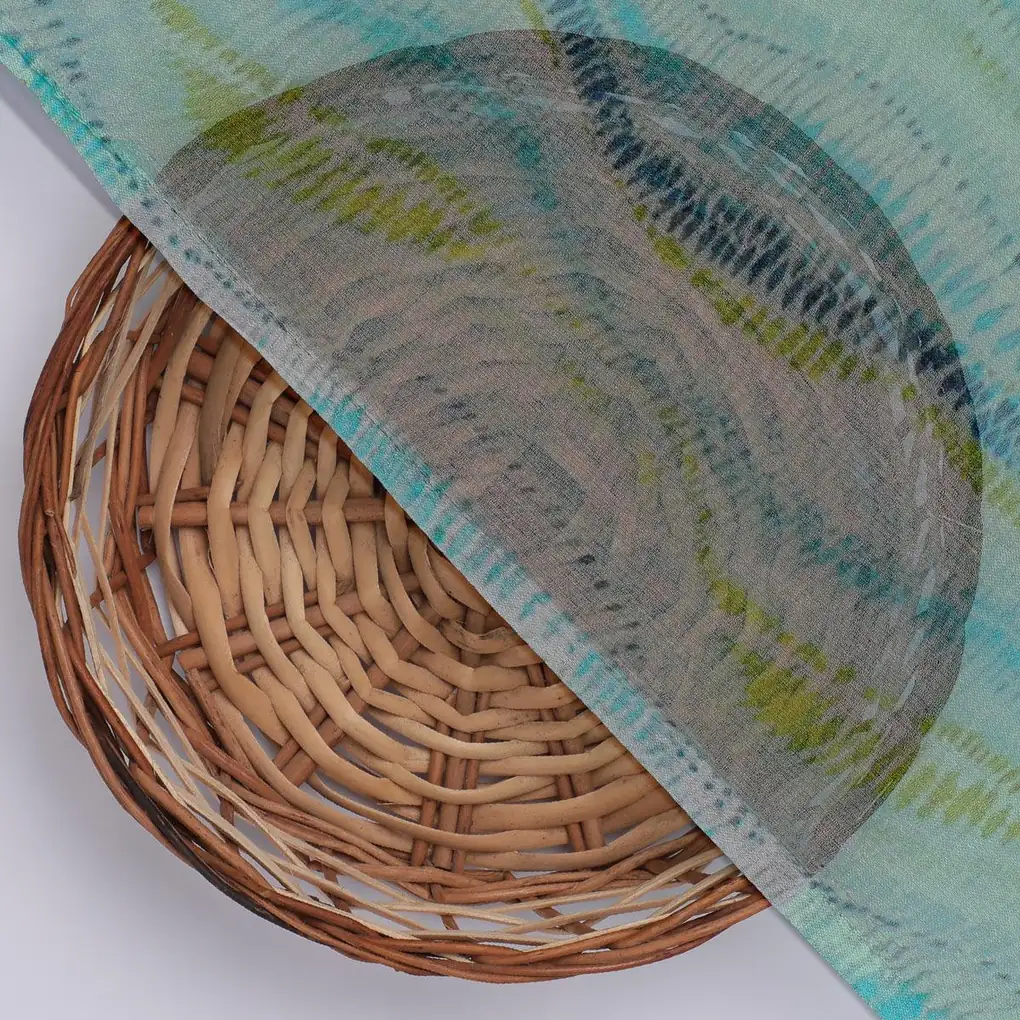 Green and Blue Leheriya Digital Printed Fabric - Image 2