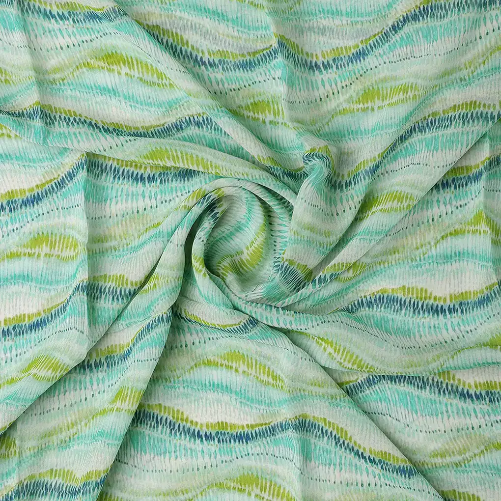 Green and Blue Leheriya Digital Printed Fabric - Image 2