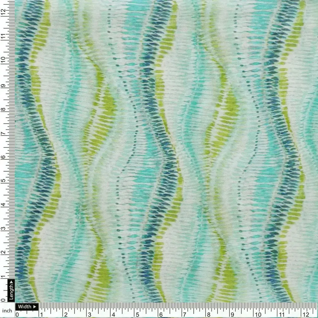 Green and Blue Leheriya Digital Printed Fabric - Image 4