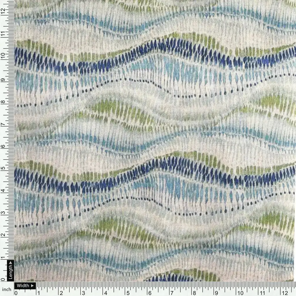 Green and Blue Leheriya Digital Printed Fabric - Image 4