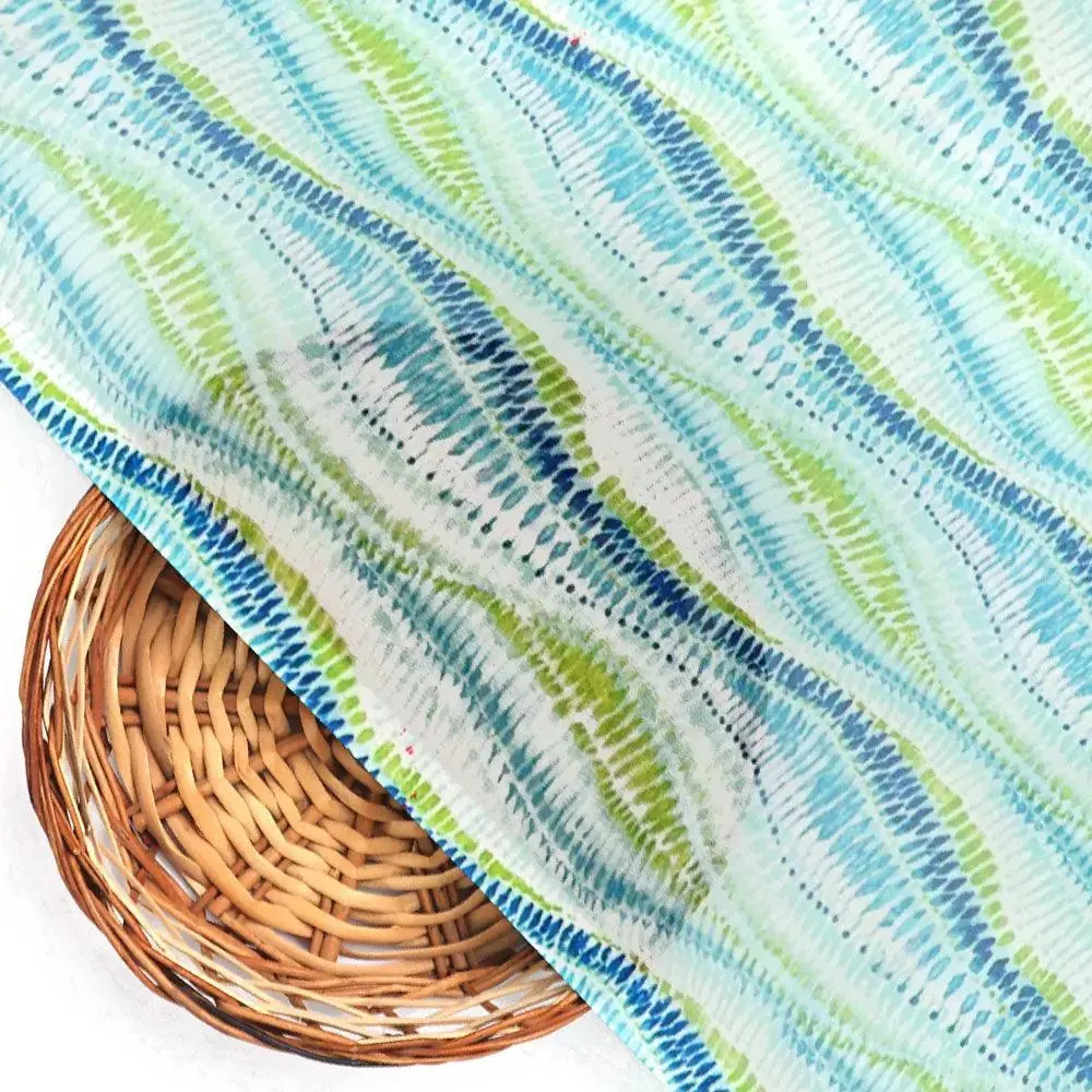 Green and Blue Leheriya Digital Printed Fabric - Image 2