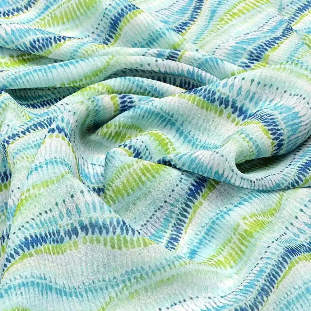Green and Blue Leheriya Digital Printed Fabric - Image 3