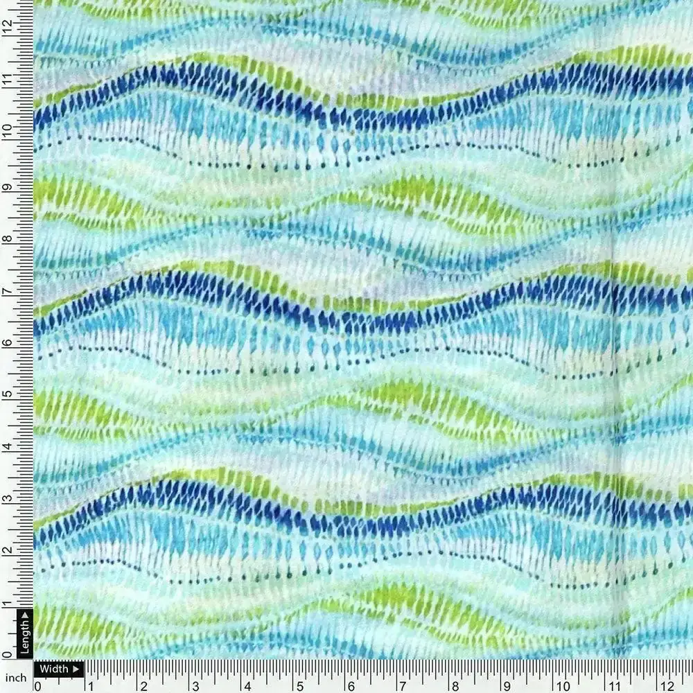 Green and Blue Leheriya Digital Printed Fabric - Image 4