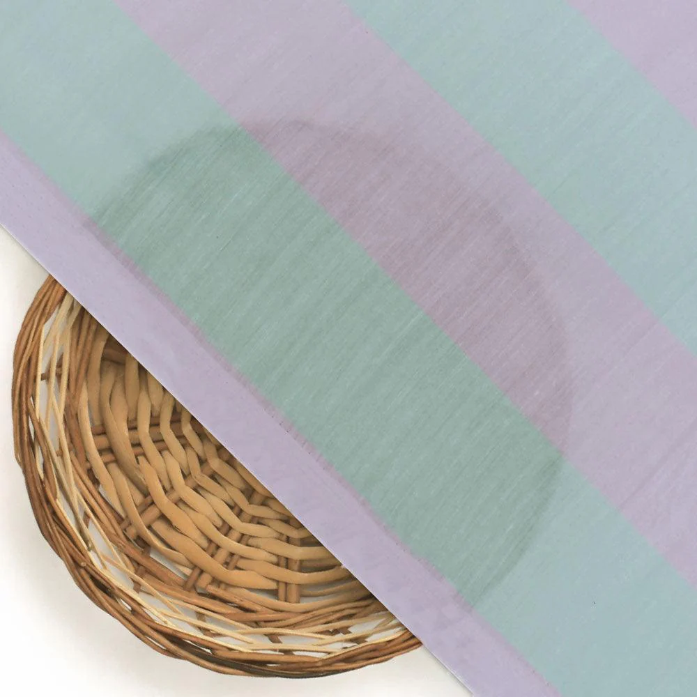 Green And Violet Stripes Digital Printed Fabric  - Muslin - Image 2