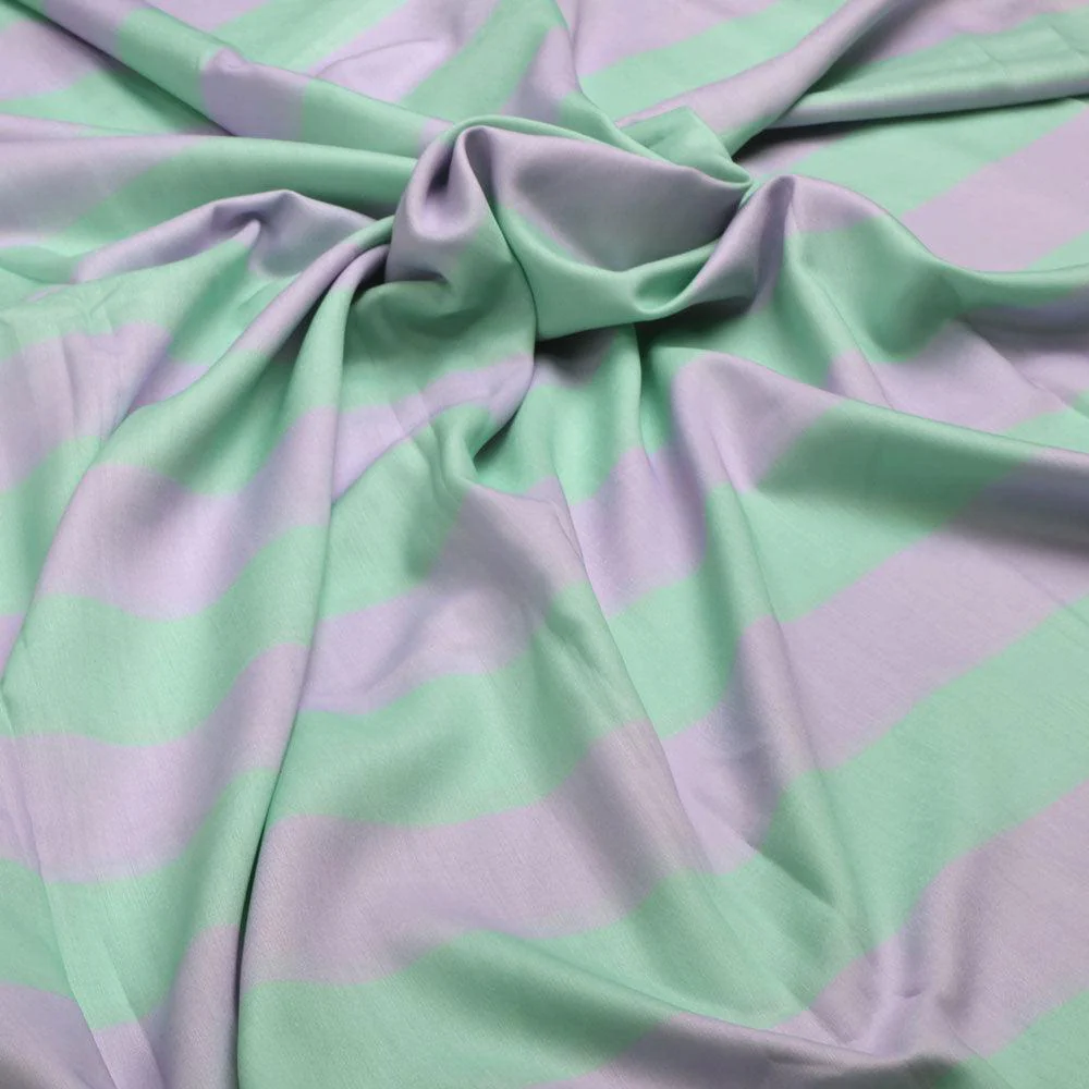 Green And Violet Stripes Digital Printed Fabric  - Muslin - Image 3