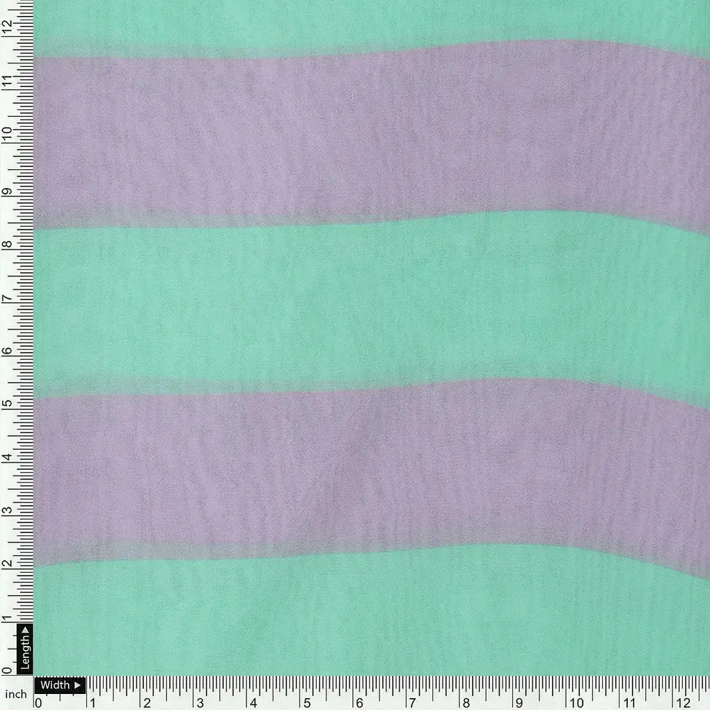 Green And Violet Stripes Digital Printed Fabric  - Pure Georgette - Image 4
