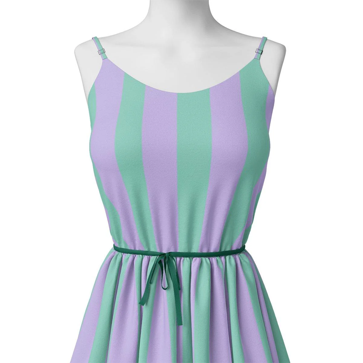 Green And Violet Stripes Digital Printed Fabric  - Weightless - Image 2