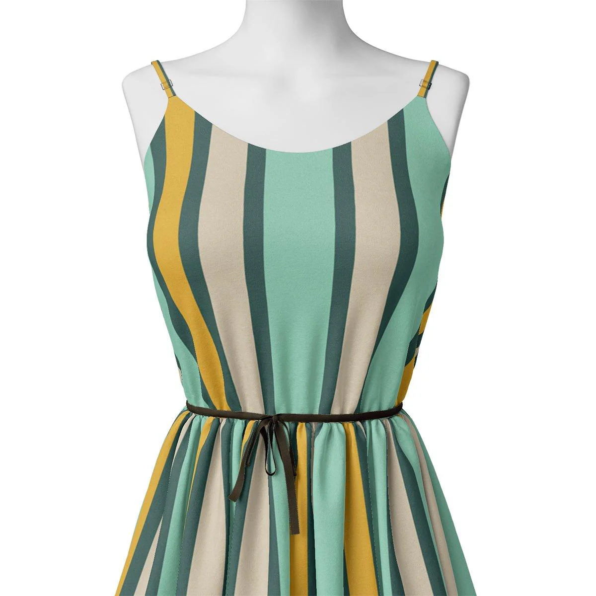 Green And Yellow Stripes Combo Digital Printed Fabric - Image 2
