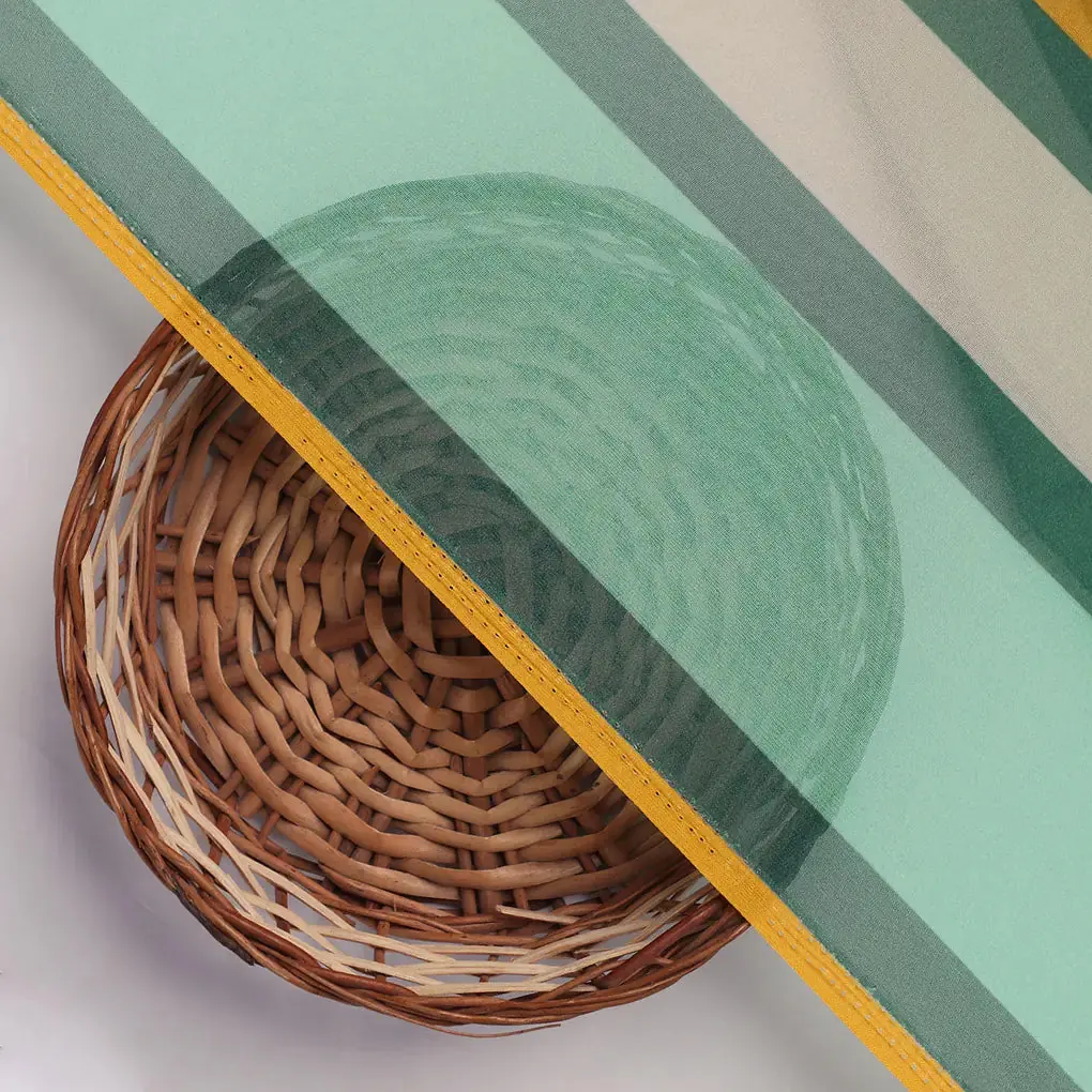 Green And Yellow Stripes Combo Digital Printed Fabric  - Pure Georgette - Image 3