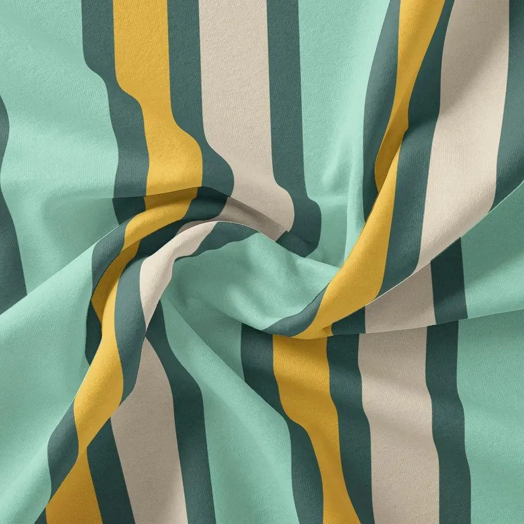 Green And Yellow Stripes Combo Digital Printed Fabric  - Weightless - Image 3