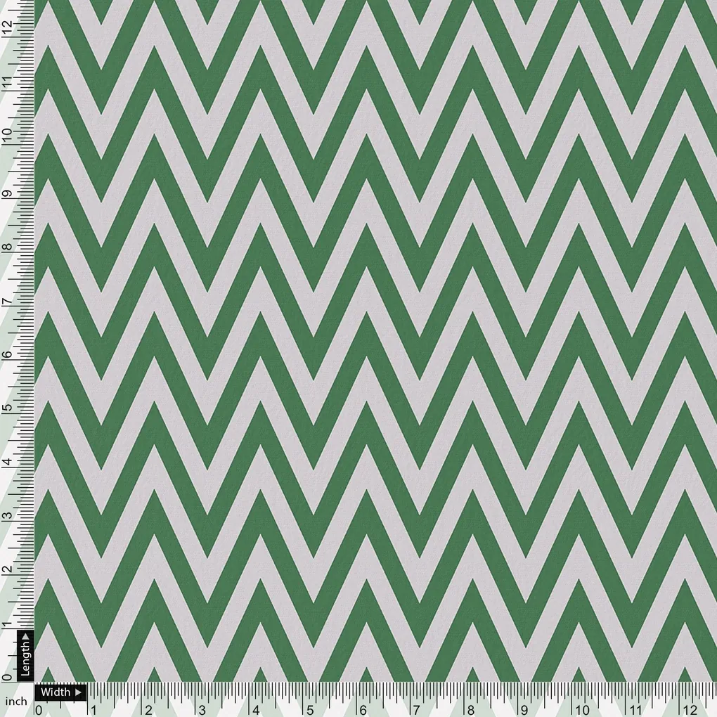Green Chevron Pattern Digital Printed Fabric - Image 3