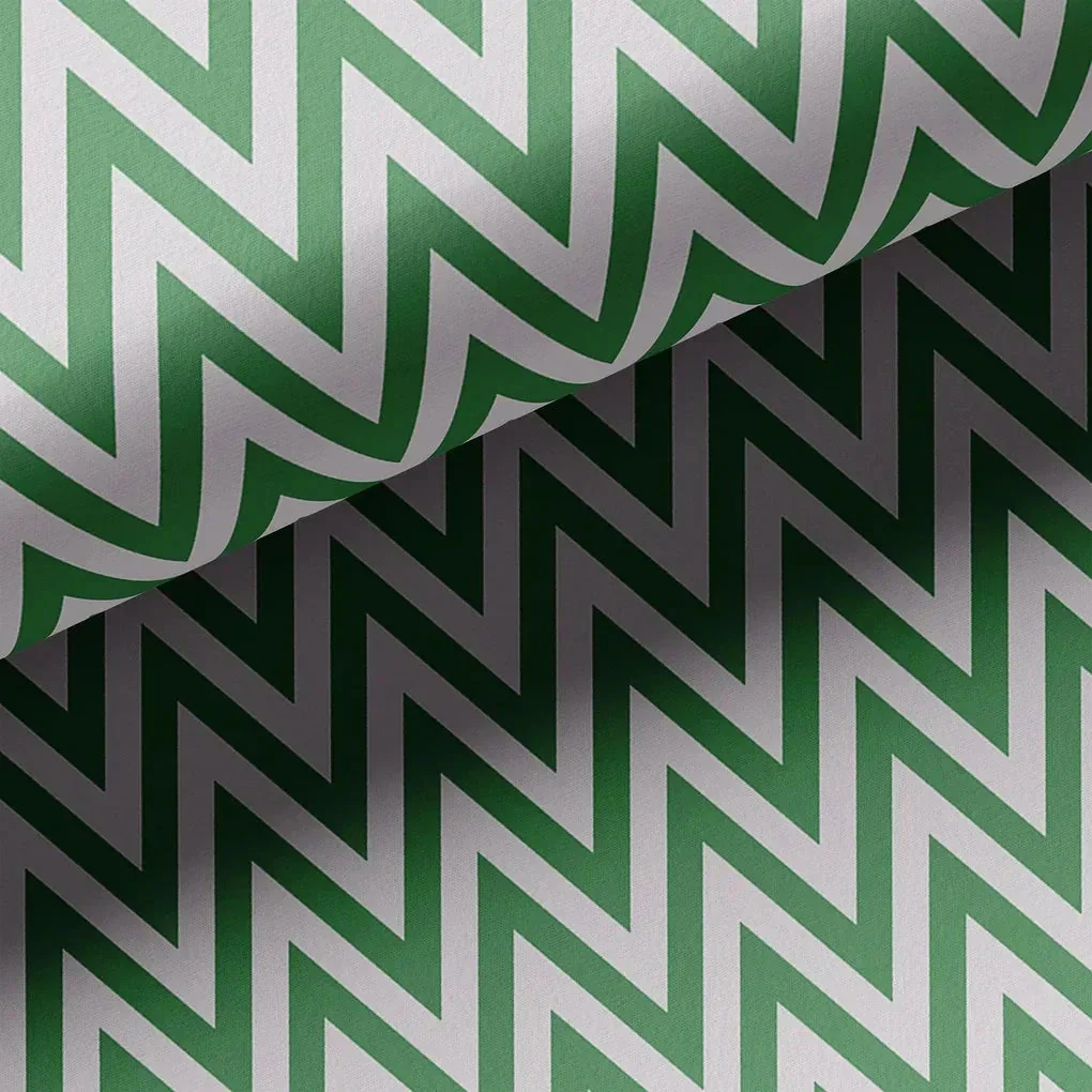 Green Chevron Pattern Digital Printed Fabric - Image 2