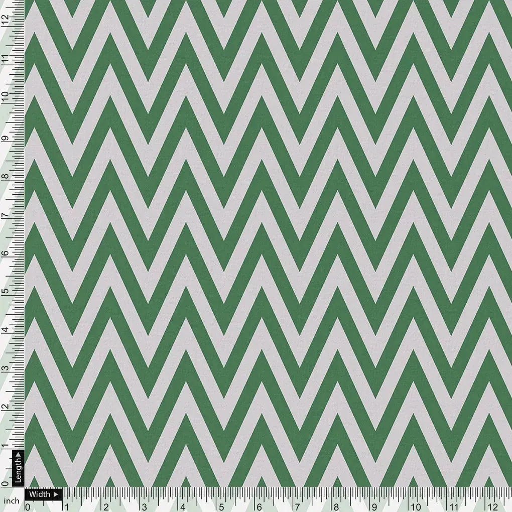 Green Chevron Pattern Digital Printed Fabric - Image 3