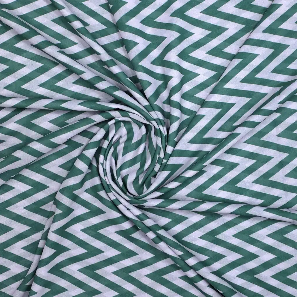 Green Chevron Pattern Digital Printed Fabric - Image 3