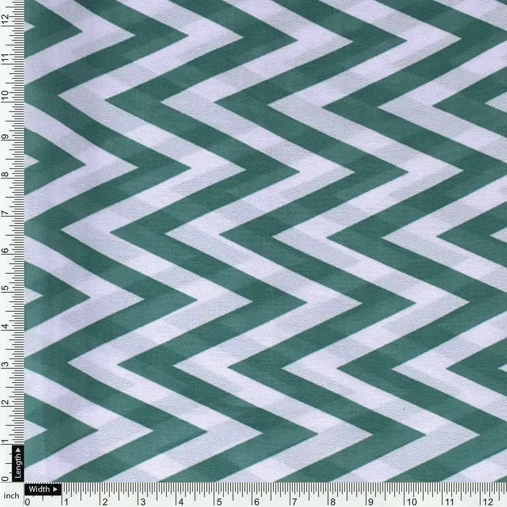 Green Chevron Pattern Digital Printed Fabric - Image 4