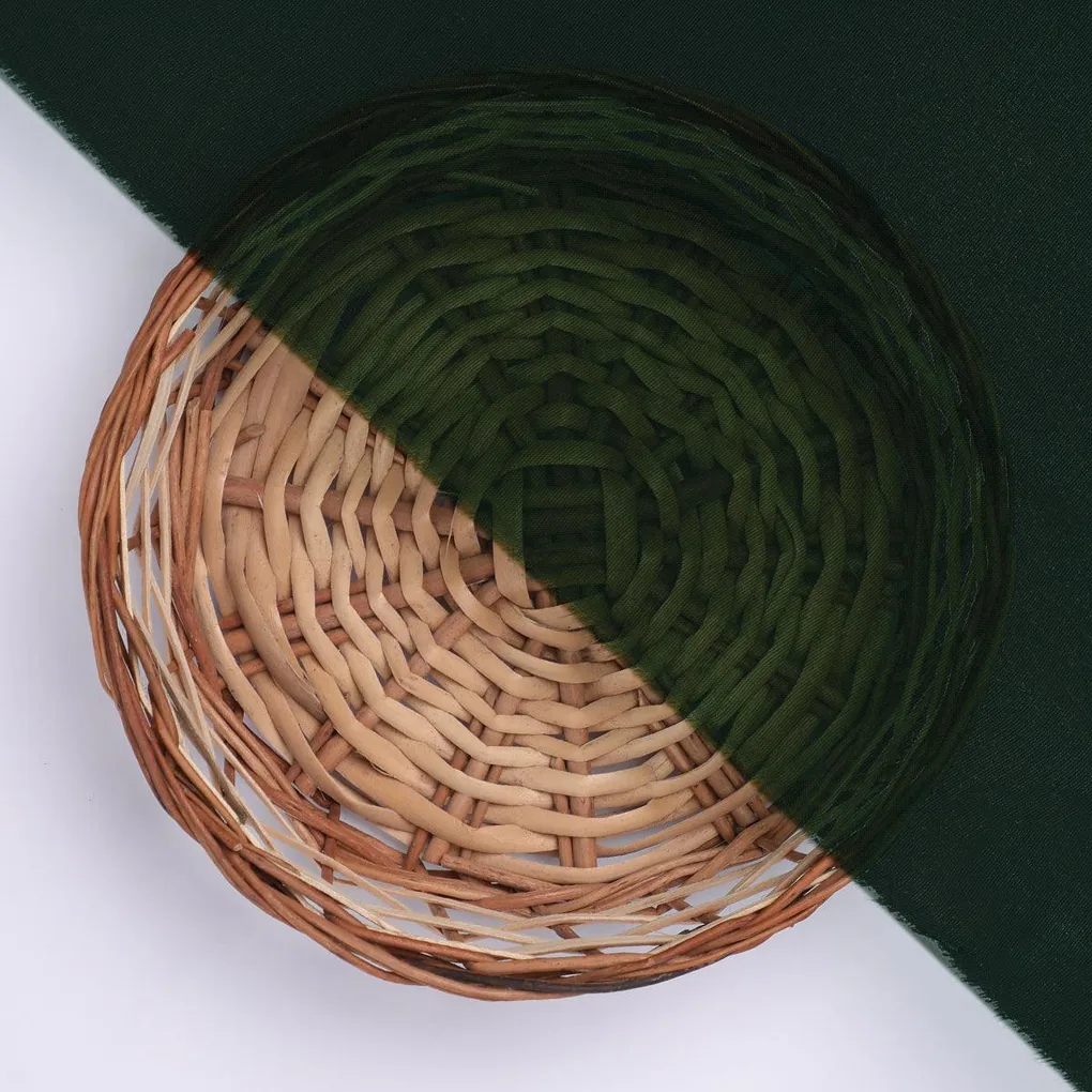 Green Colour Pure Organza Plain Dyed Fabric - Image 2