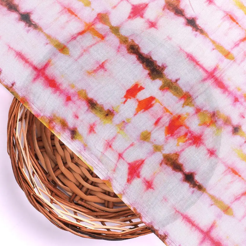 Pink Decorative Pure Muslin Printed Fabric Material - Image 2