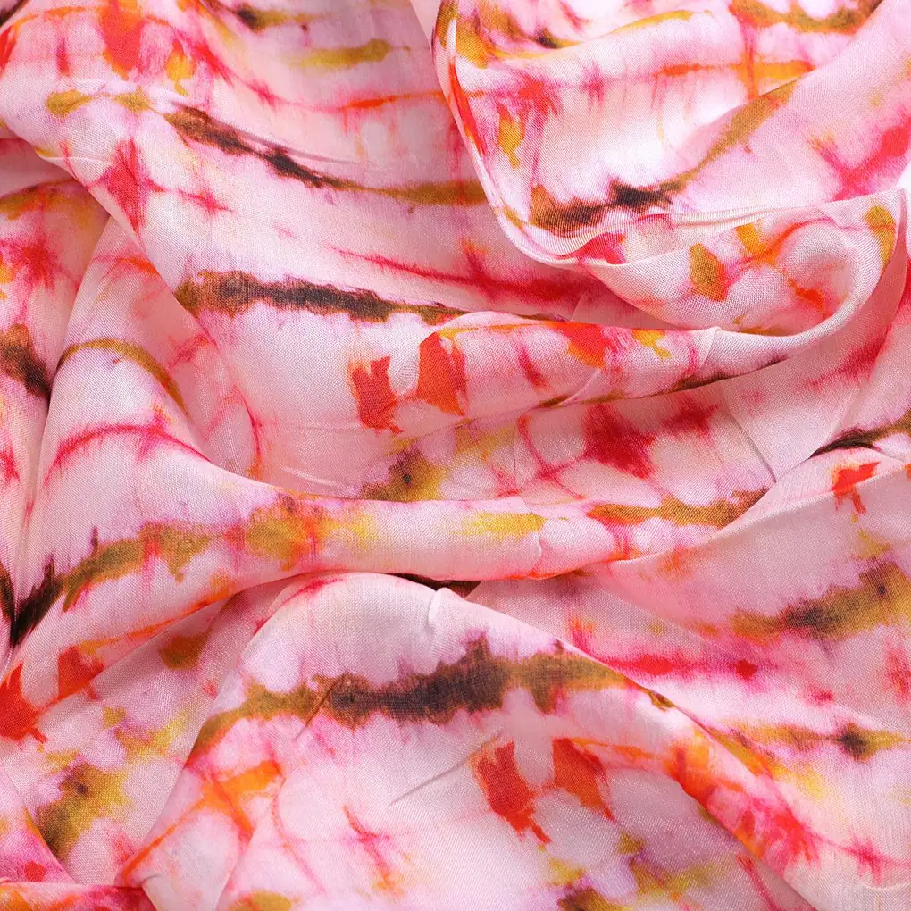 Pink Decorative Pure Muslin Printed Fabric Material - Image 3