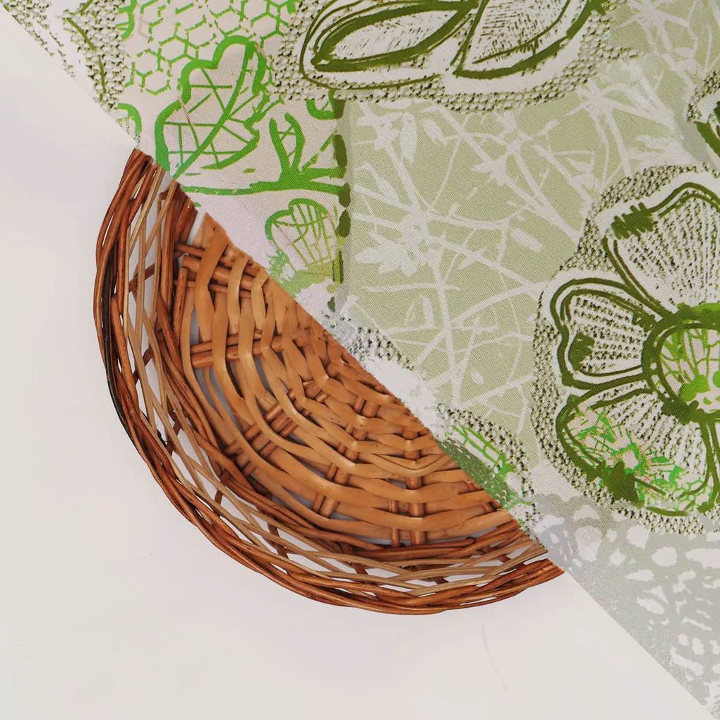 Green Floral French Crepe Fabric - Image 3