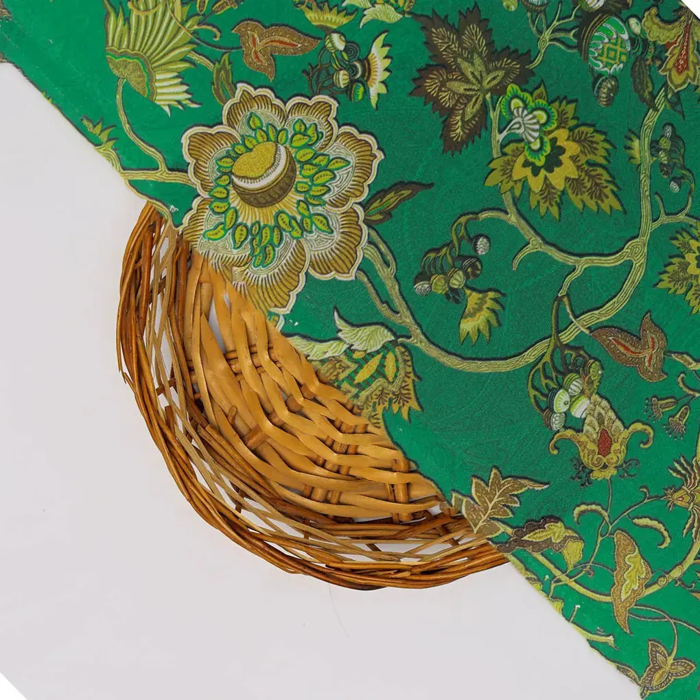 Green Floral French Crepe Fabric - Image 3