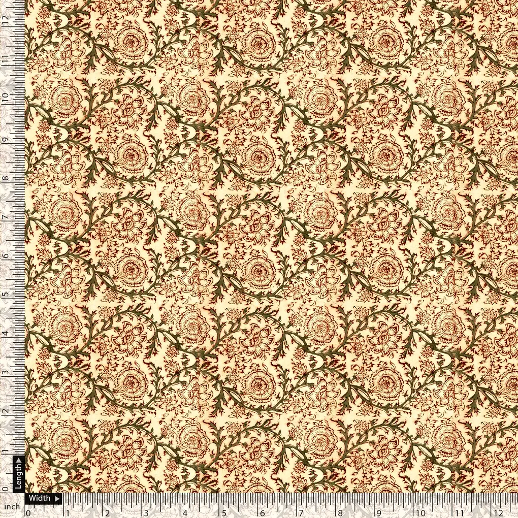 Golden Festive Pure Cotton Printed Fabric Material - Image 4