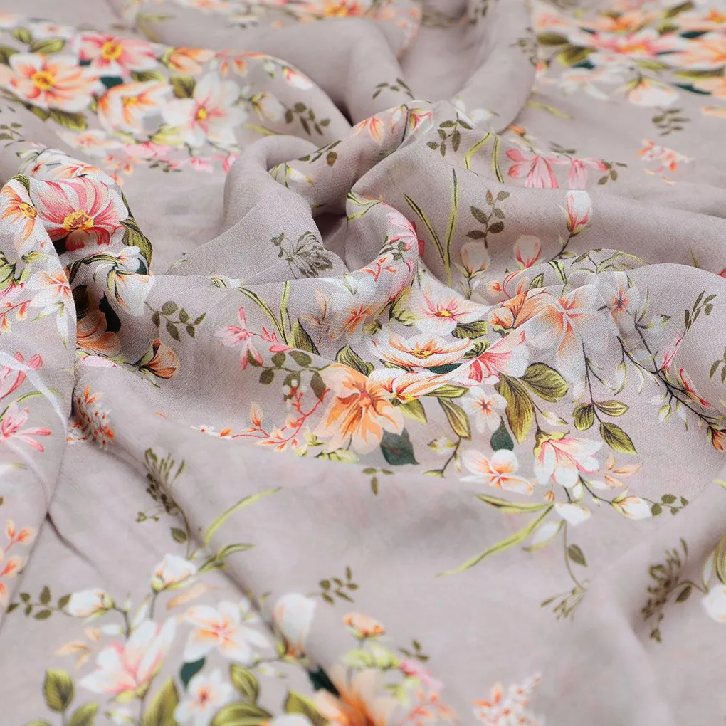 Green Flower Printed Pure Georgette Fabric - Image 3