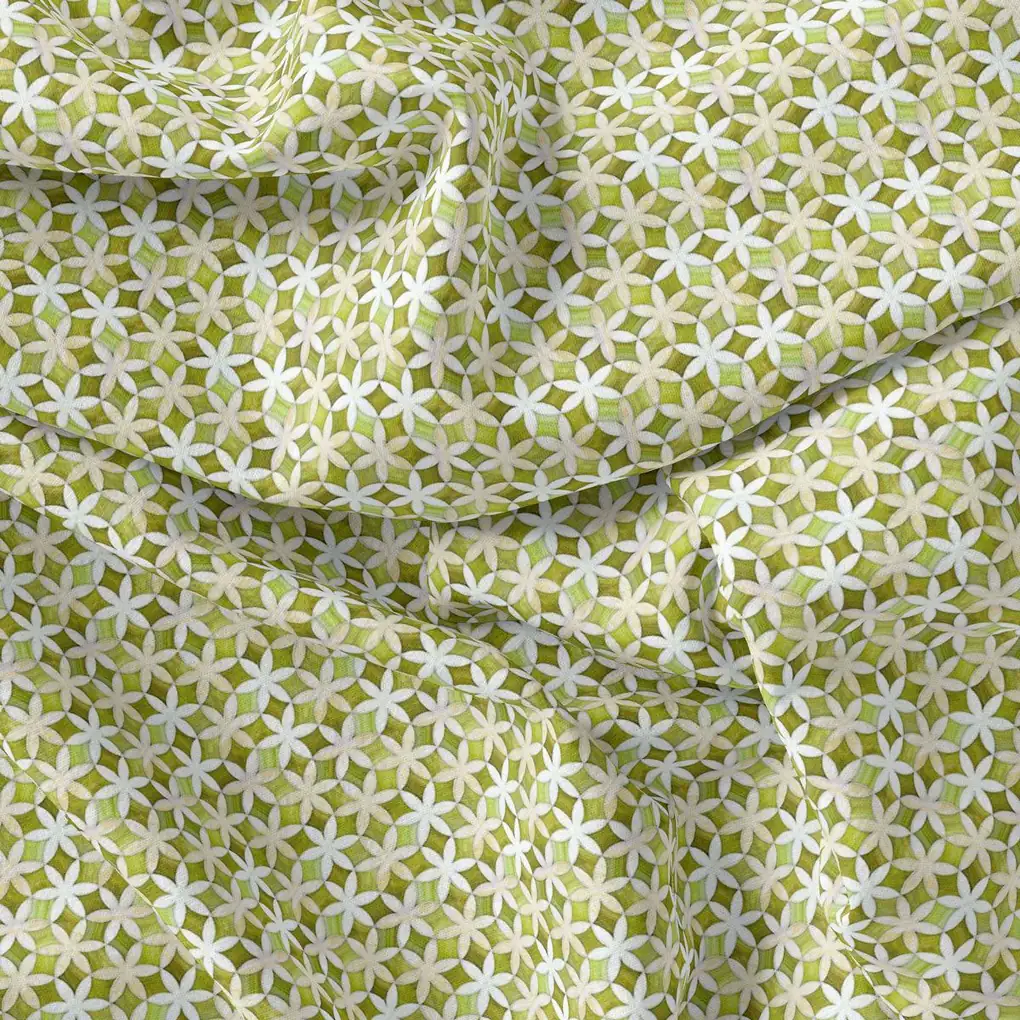Green Flower Weightless Printed Fabric - Image 4
