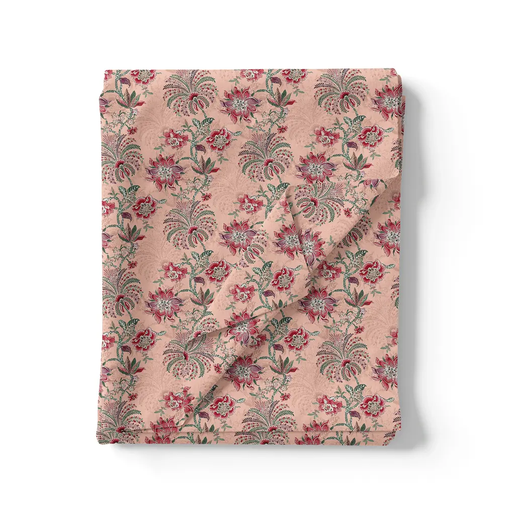 Green Jecobean Floral Pure Georgette Printed Fabric Material - Image 3